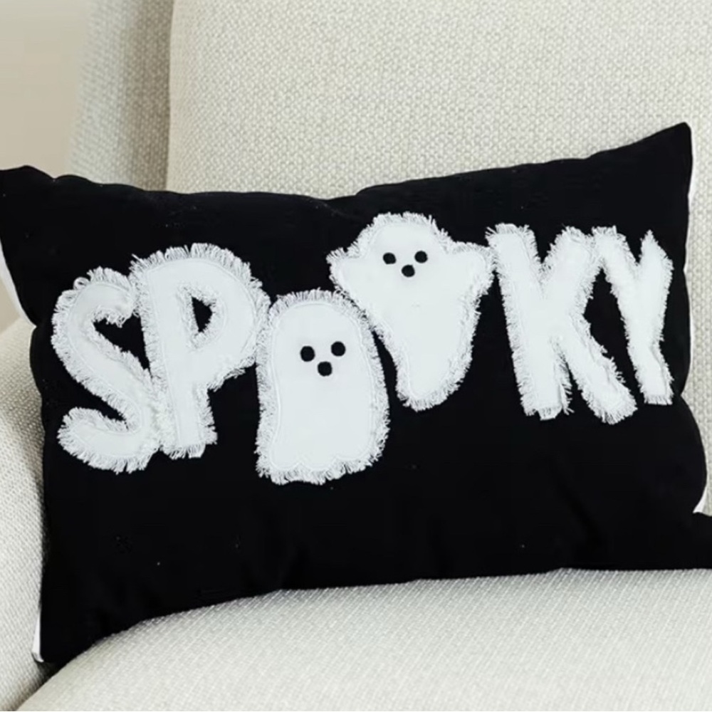 20”x14” Black and White Spooky Ghost Pillow